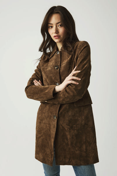 Black Coffee Suede Trench Coat