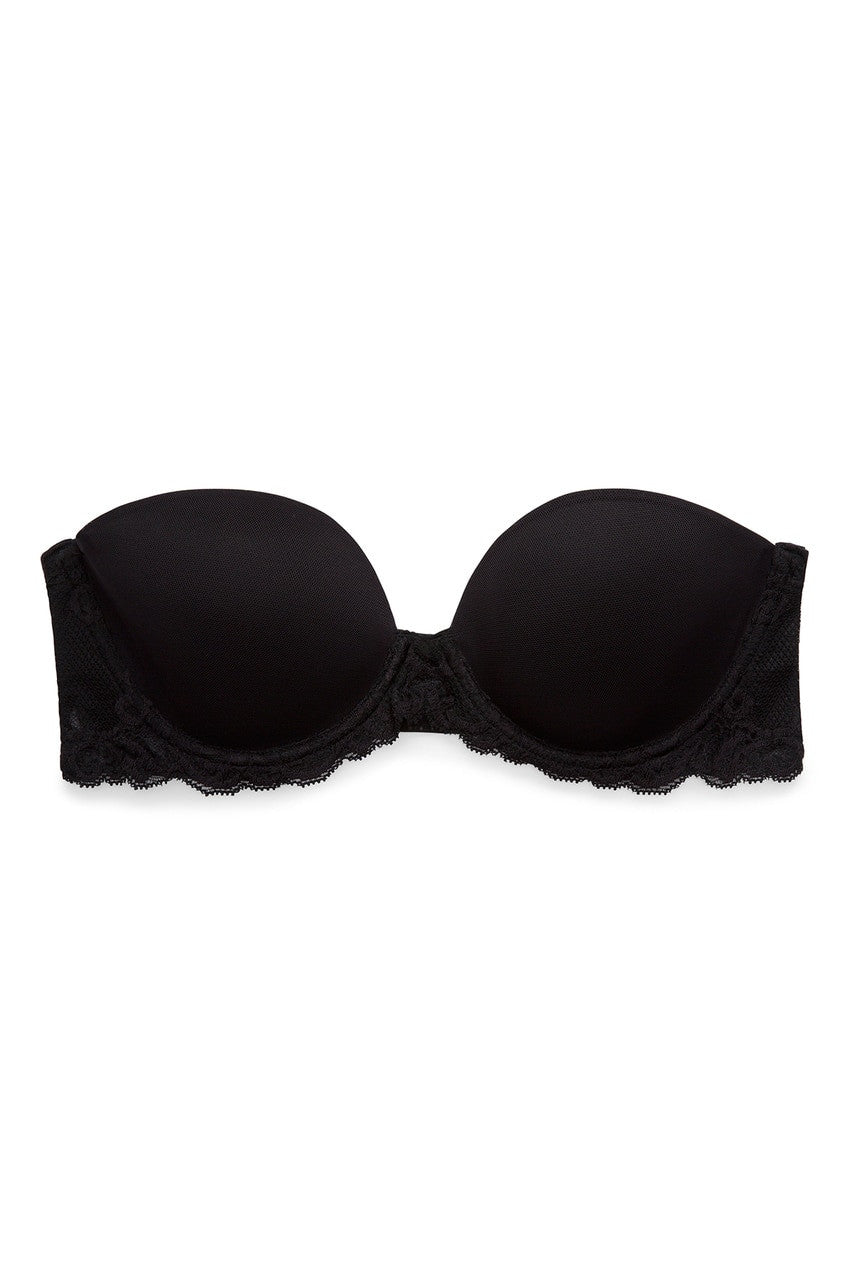 Black Feathers Strapless Bra