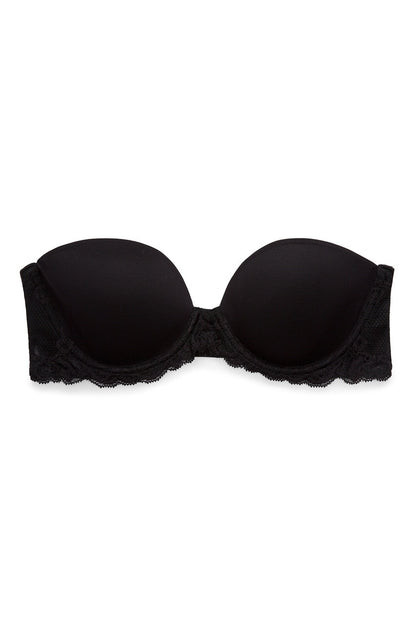 Black Feathers Strapless Bra