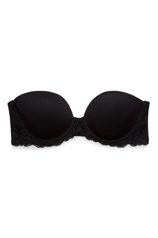 Black Feathers Strapless Bra