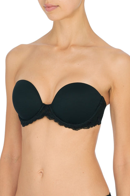 Black Feathers Strapless Bra