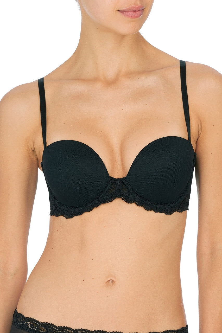 Black Feathers Strapless Bra