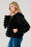 Black Layered Shaggy Faux Fur Jacket