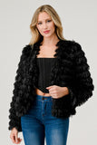 Black Layered Shaggy Faux Fur Jacket