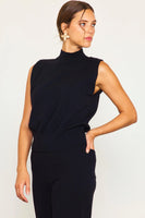 Black Mock Neck Sleeveless Knit Top