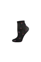 Black Posy Patch Sheer Ankle Socks