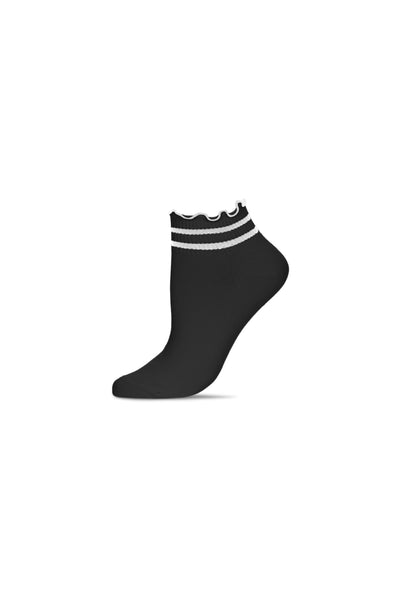 Black Ruffle Stripe Shortie Socks