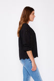 Black Scallop Hem Eyelet Blouse