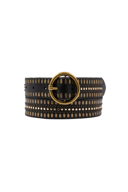 Soraya Studded Leather Belt Black