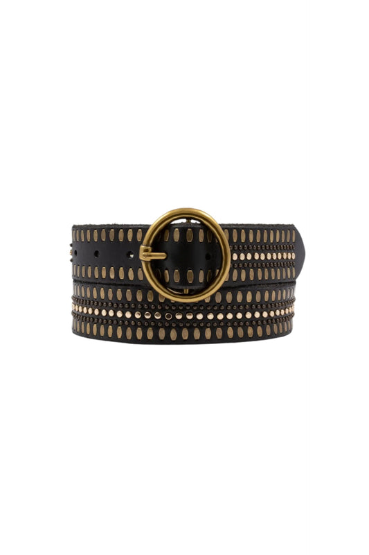 Soraya Studded Leather Belt Black