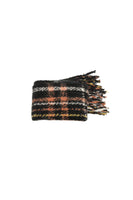 Black Spaced Plaid Fringe Scarf