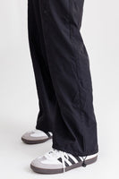 Black Stopper Detail Nylon Pants