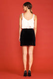 Black Velvet Side Slit Mini Skirt