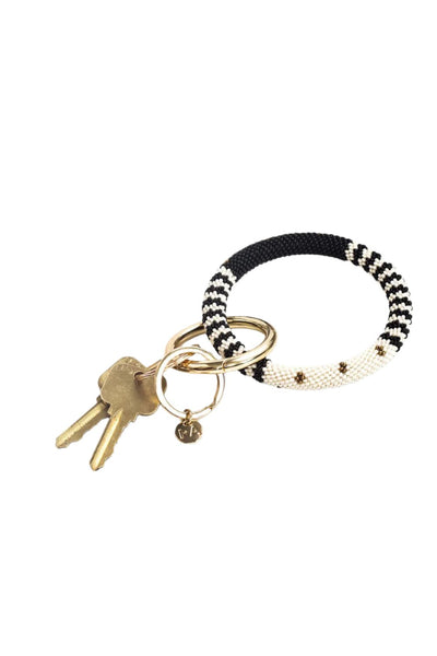 Black and White Stripes Key Ring Bangle