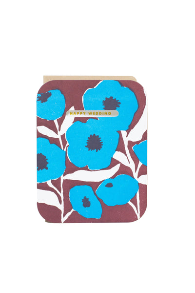 Blue Poppy Wedding Card