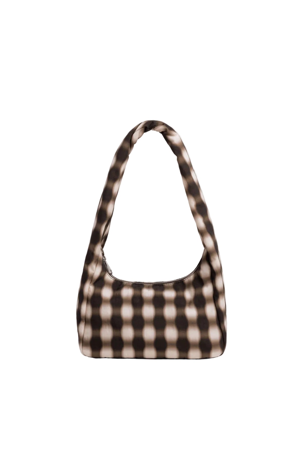 Small Nylon Meringue Bag Blurred Gingham Brown