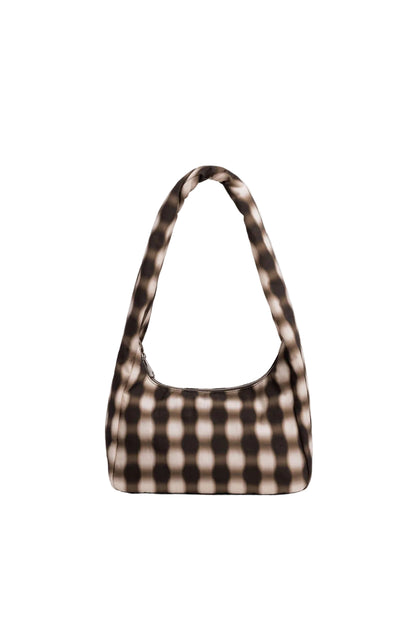 Small Nylon Meringue Bag Blurred Gingham Brown