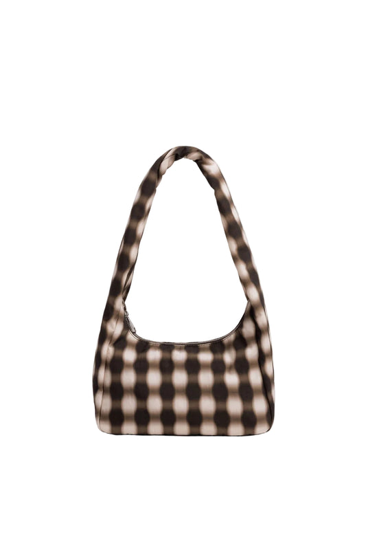 Small Nylon Meringue Bag Blurred Gingham Brown