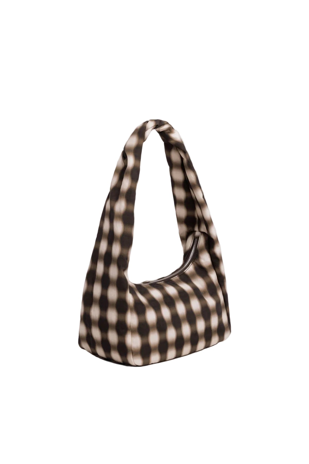 Small Nylon Meringue Bag Blurred Gingham Brown