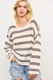 Boat Neck Striped Sweater