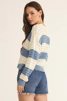 Bonaparte Stripe Crochet Sweater Light Denim