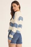 Bonaparte Stripe Crochet Sweater Light Denim