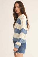 Bonaparte Stripe Crochet Sweater Light Denim