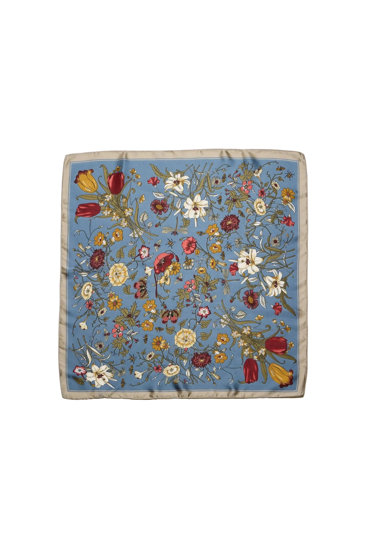 Botanical Floral Square Scarf Blue
