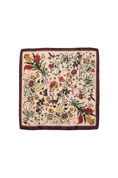 Botanical Floral Square Scarf Pink