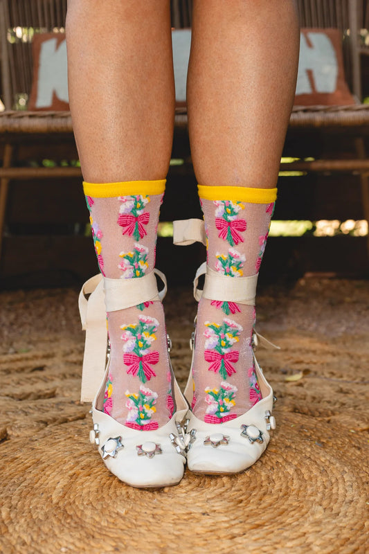 Bouquets All Day Shimmer Sheer Sock