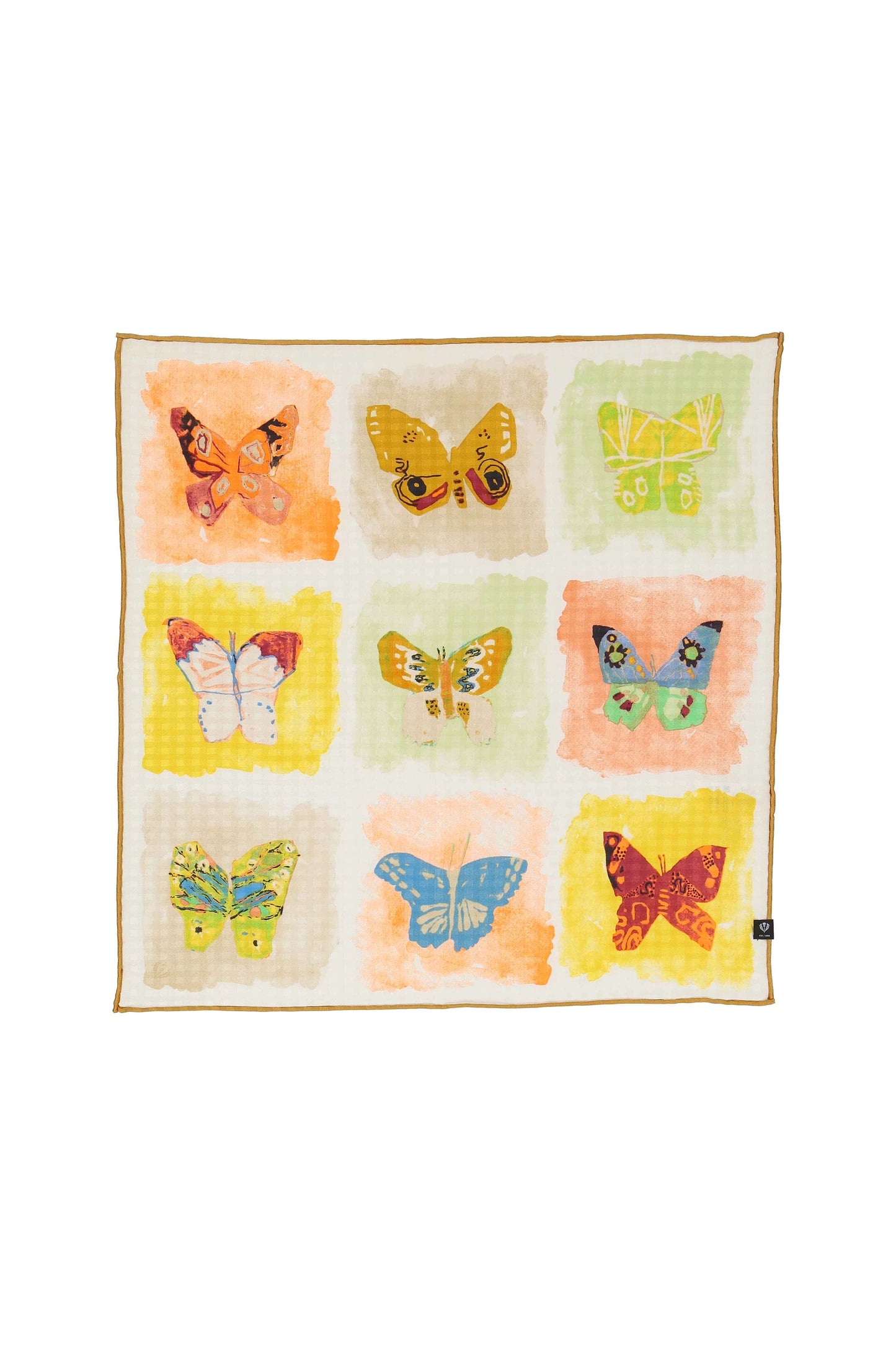 Butterfly Stamps Silk Neckie Olive