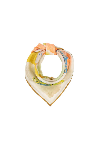 Butterfly Stamps Silk Neckie Olive