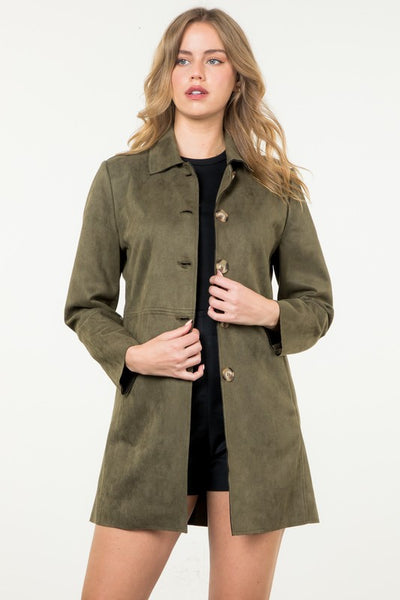 Button Up Faux Suede Jacket