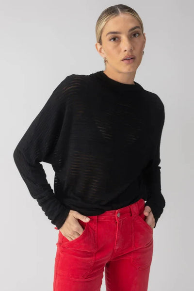 Sheer Stripe Funnel Neck Top