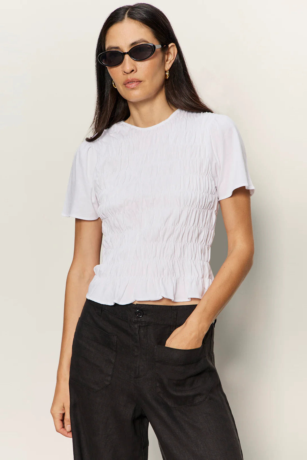Better Together Smocked Top White