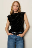 Pleated Sleeveless Velvet Top