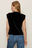 Pleated Sleeveless Velvet Top