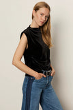 Pleated Sleeveless Velvet Top