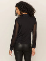 Fitted Mesh Button Down Top