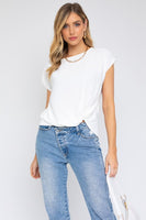 White Front Knot Top
