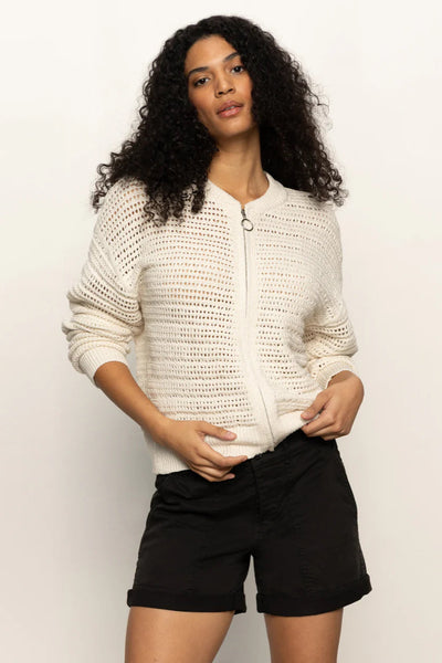 Open Knit Bomber Jacket
