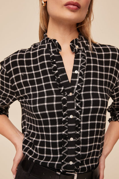 B20162-L94-304 - BUTTON DOWN SHIRT WITH RUFFLE EDGES