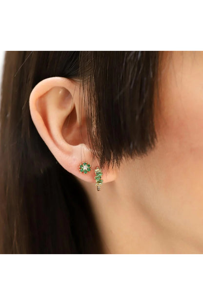 CZ Flower Studs Green