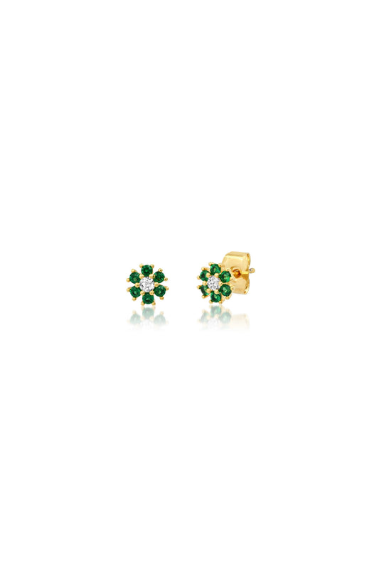 CZ Flower Studs Green