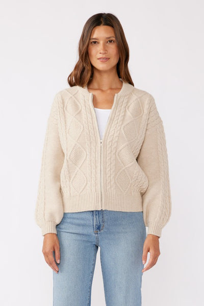 Cable Knit Zip Up Sweater