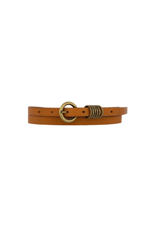 Alie Skinny Leather Belt Camel
