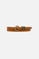 Camel Alie Skinny Leather Belt