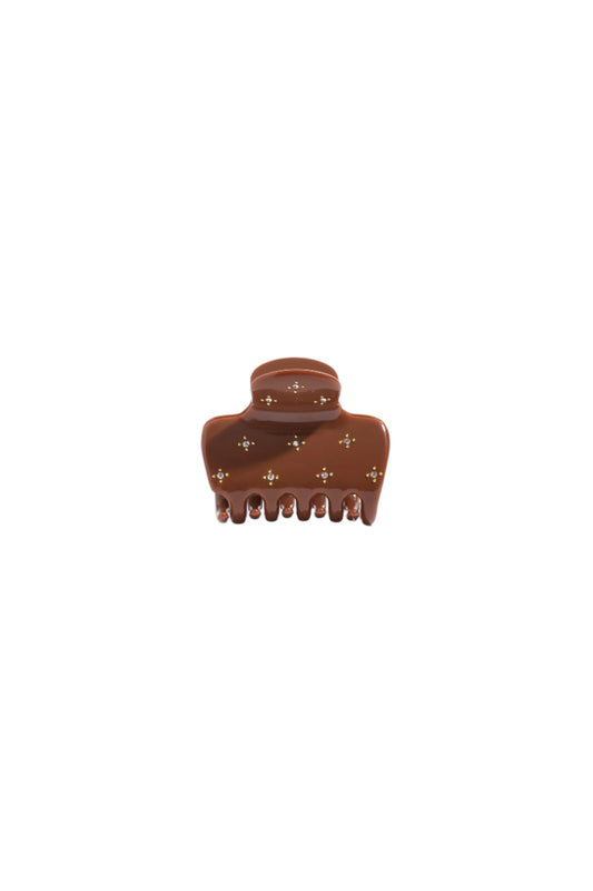 Camel Rhinestone Puffy Claw Clip