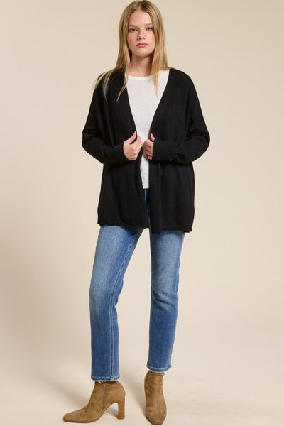 Cashmere Blend Drape Cardigan Black