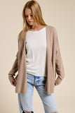 Cashmere Blend Drape Cardigan Dark Beige